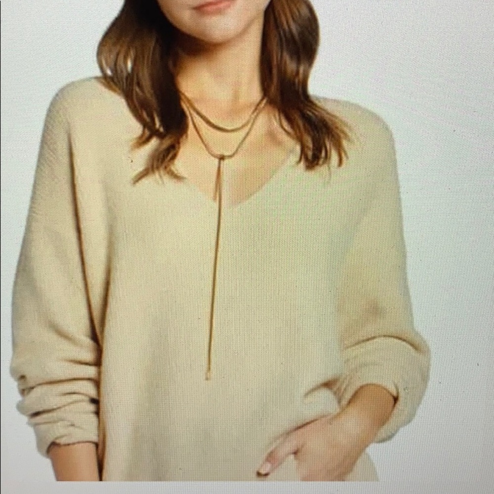 Something navy slouchy pullover sweater, beige xxs